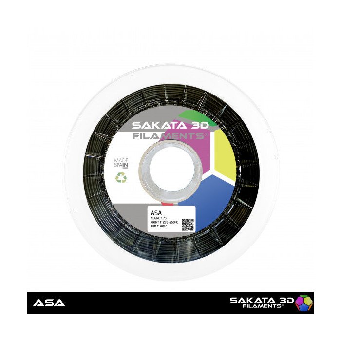 ASA BLACK - Diâmetro 1,75mm Bobine 850g - Sakata 3D