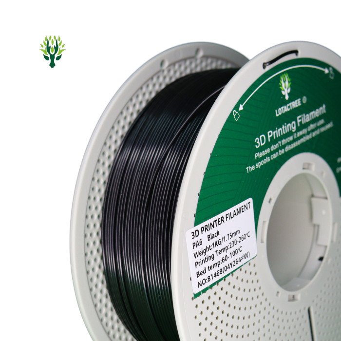 PA6 Black - Diâmetro 1,75mm Bobine 1kg - Lotactree