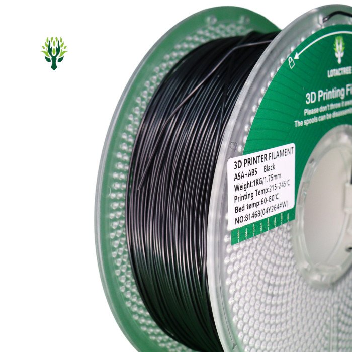 ASA+ABS Black - Diâmetro 1,75mm Bobine 1kg - Lotactree