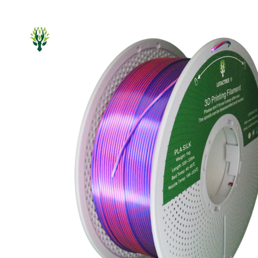 PLA SILK TRICOLOR Rose Red Green Dark Blue - Diâmetro 1,75mm Bobine 1kg - Lotactree PLA SILK TRICOLOR Rose Red Green Dark Blue - Diâmetro 1,75mm Bobine 1kg - Lotactree