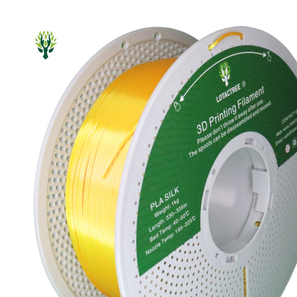 PLA SILK Gold - Diâmetro 1,75mm Bobine 1kg - Lotactree PLA SILK Gold - Diâmetro 1,75mm Bobine 1kg - Lotactree