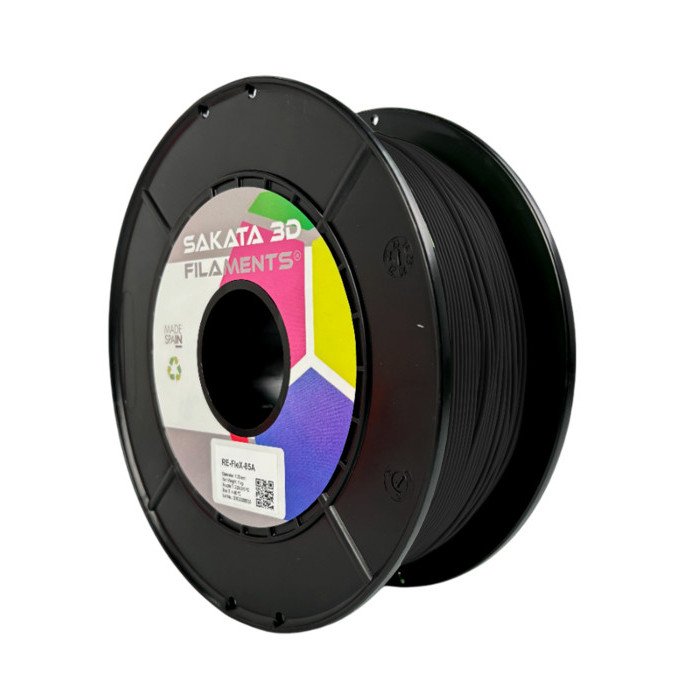 RE-FLEX 85-A RECYCLED Black -  Diâmetro 1,75mm Bobine 1kg - Sakata 3D