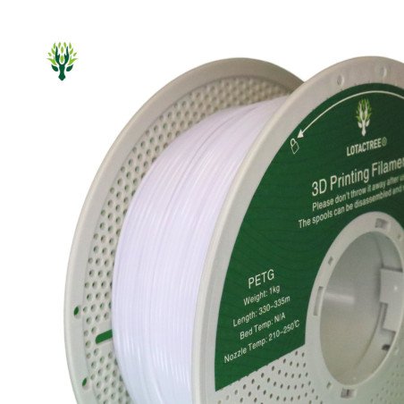 PETG Snowy White - Diâmetro 1,75mm Bobine 1kg - Lotactree
