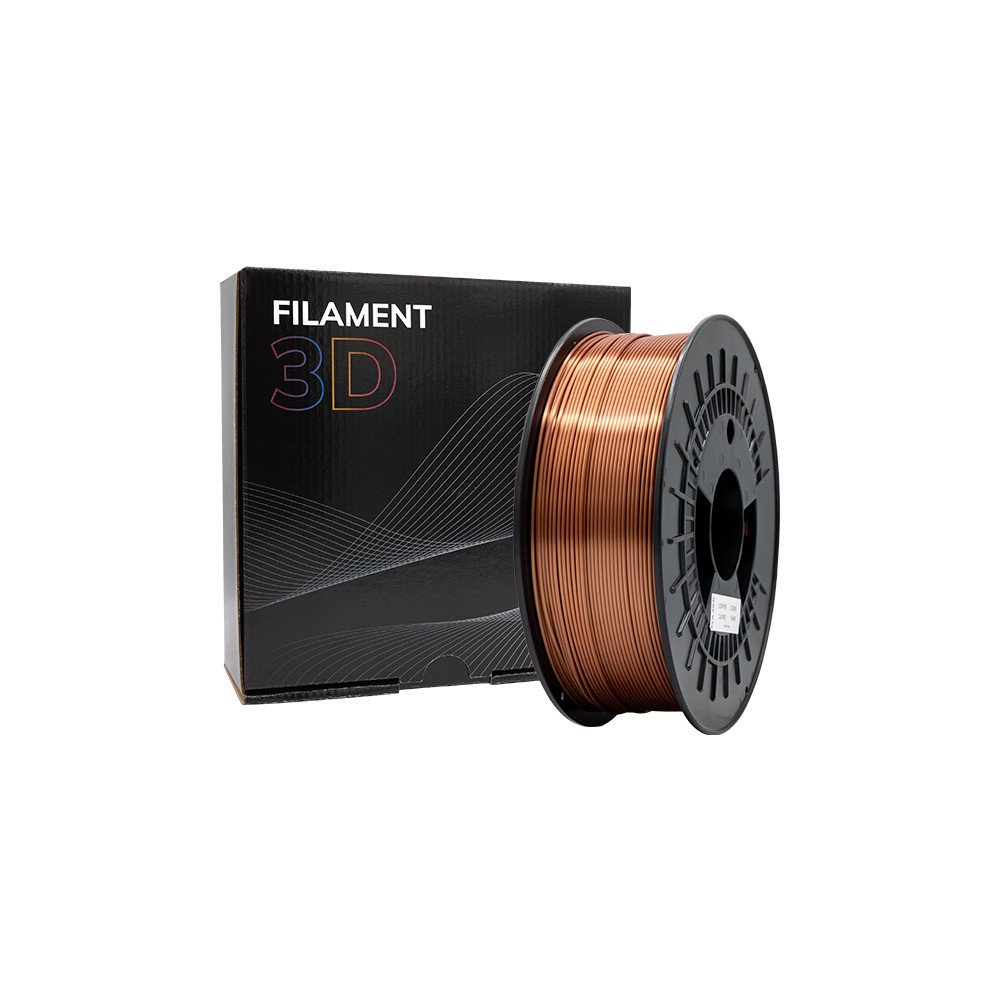 Filament 3D PLA SILK– Diâmetro 1,75mm – Bobine 1kg – Cor cobre Filament 3D PLA SILK– Diâmetro 1,75mm – Bobine 1kg – Cor cobre