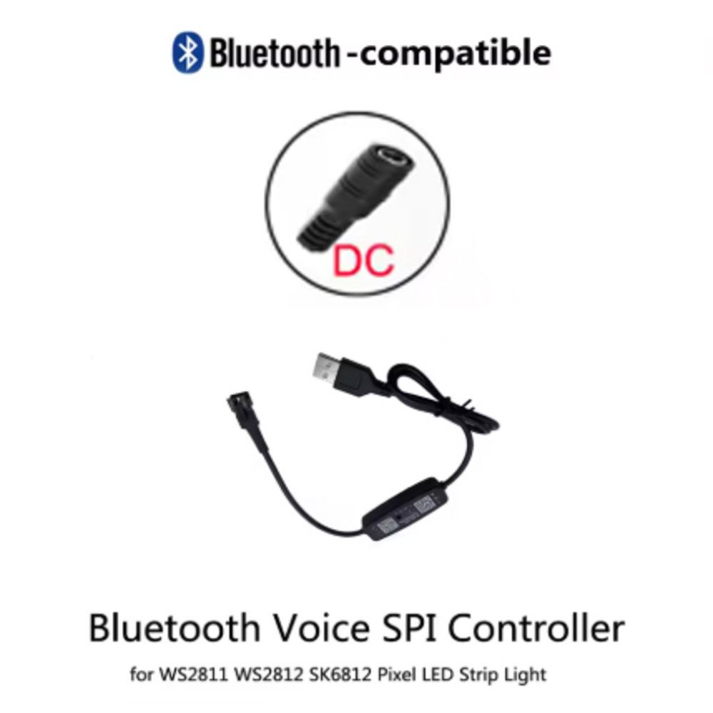 Controlo Remoto DC - 12V - ws2812b spi, bluetooth, sincronização de música para ws2811 ws2812b sk6812, fita LED Controlo Remoto DC - 12V - ws2812b spi, bluetooth, sincronização de música para ws2811 ws2812b sk6812, fita LED