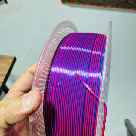 PLA SILK BICOLOR Rose Red + Sky Blue - Diâmetro 1,75mm Bobine 1kg - Lotactree