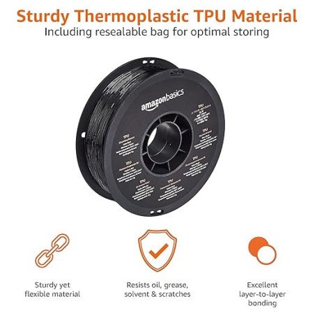 TPU 95A Black - Diâmetro 1,75mm Bobine 1kg - Amazon Basics