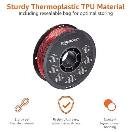 TPU 95A RED - Diâmetro 1,75mm Bobine 1kg - Amazon Basics